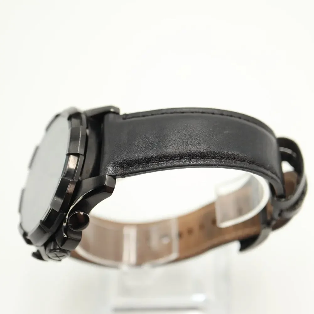 Fossil Dean Men's All Black Chronograph 45mm Watch Leather FS5133 w New Battery